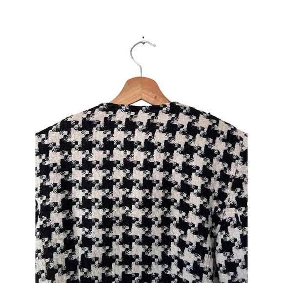 Neiman Marcus Black White Twead Silk Button Front Blazer Size 6 Classic - Picture 6 of 12